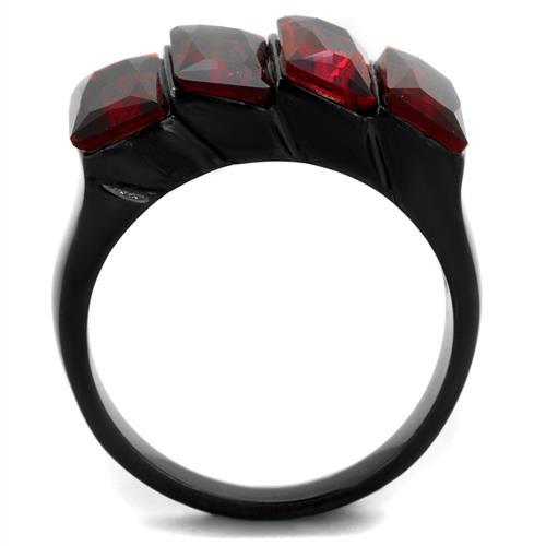 TK1854 - IP Black(Ion Plating) Stainless Steel Ring with Synthetic Synthetic Glass in Siam-2