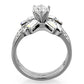 TK1856 - High polished (no plating) Stainless Steel Ring with AAA Grade CZ  in Clear-2