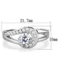 TK1857 - High polished (no plating) Stainless Steel Ring with AAA Grade CZ  in Clear-1