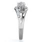 TK1857 - High polished (no plating) Stainless Steel Ring with AAA Grade CZ  in Clear-3