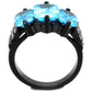 TK1866 - IP Black(Ion Plating) Stainless Steel Ring with AAA Grade CZ  in Sea Blue-2