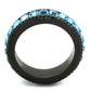 TK1867 - IP Black(Ion Plating) Stainless Steel Ring with Top Grade Crystal  in Sea Blue-2