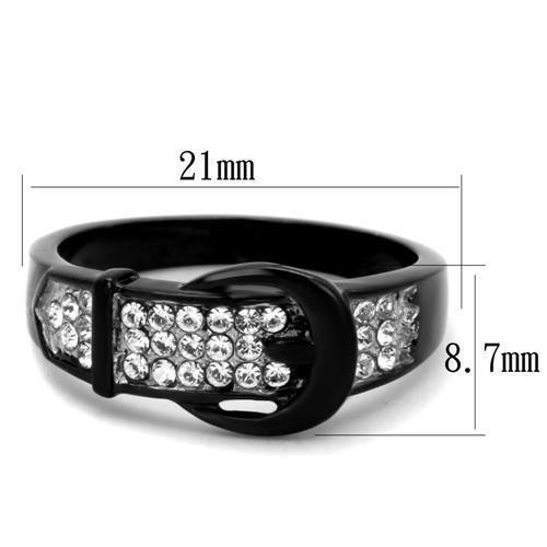 TK1868 - Two-Tone IP Black (Ion Plating) Stainless Steel Ring with Top Grade Crystal  in Clear-1