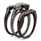 TK1869LJ - IP Light Black (IP Gun) & IP Dark Brown (IP coffee) Stainless Steel Ring with AAA Grade CZ  in Clear-3