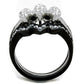 TK1869 - Two-Tone IP Black (Ion Plating) Stainless Steel Ring with AAA Grade CZ  in Clear-2