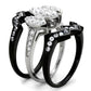TK1869 - Two-Tone IP Black (Ion Plating) Stainless Steel Ring with AAA Grade CZ  in Clear-3