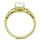 TK1873 - IP Gold(Ion Plating) Stainless Steel Ring with AAA Grade CZ  in Clear-2