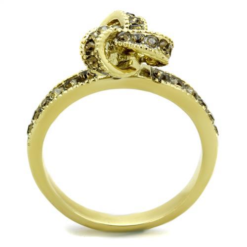 TK1874 - IP Gold(Ion Plating) Stainless Steel Ring with Top Grade Crystal  in Smoked Quartz-2