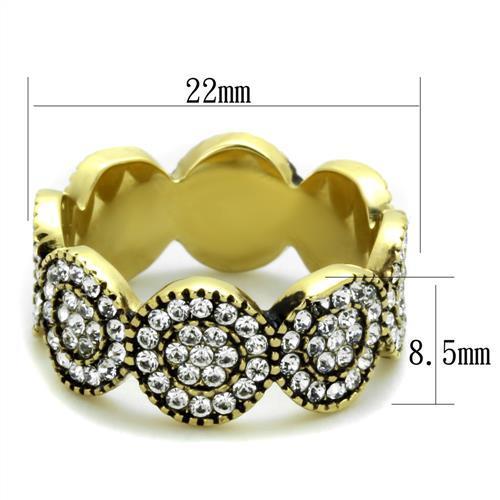 TK1875 - IP Gold(Ion Plating) Stainless Steel Ring with Top Grade Crystal  in Clear-1