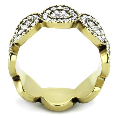 TK1875 - IP Gold(Ion Plating) Stainless Steel Ring with Top Grade Crystal  in Clear-2