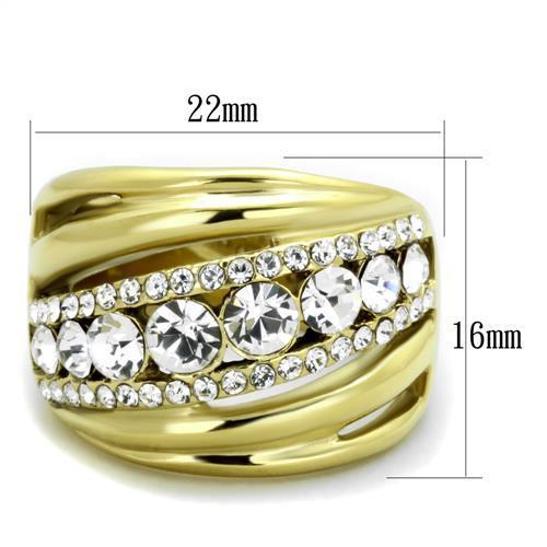 TK1880 - IP Gold(Ion Plating) Stainless Steel Ring with Top Grade Crystal  in Clear-1
