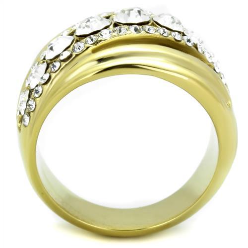 TK1880 - IP Gold(Ion Plating) Stainless Steel Ring with Top Grade Crystal  in Clear-2