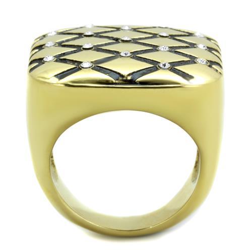 TK1886 - IP Gold(Ion Plating) Stainless Steel Ring with Top Grade Crystal  in Clear-2