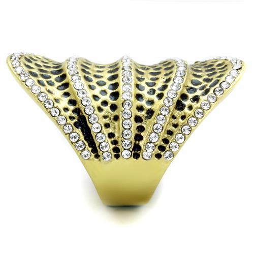 TK1887 - IP Gold(Ion Plating) Stainless Steel Ring with Top Grade Crystal  in Clear-3