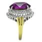 TK1892 - Two-Tone IP Gold (Ion Plating) Stainless Steel Ring with Top Grade Crystal  in Amethyst-3