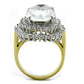 TK1894 - Two-Tone IP Gold (Ion Plating) Stainless Steel Ring with Top Grade Crystal  in Clear-2