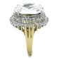 TK1894 - Two-Tone IP Gold (Ion Plating) Stainless Steel Ring with Top Grade Crystal  in Clear-3