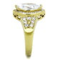 TK1896 - IP Gold(Ion Plating) Stainless Steel Ring with AAA Grade CZ  in Clear-3
