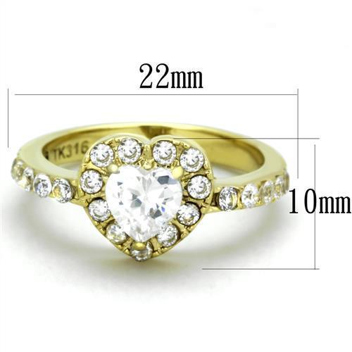 TK1900 - IP Gold(Ion Plating) Stainless Steel Ring with AAA Grade CZ  in Clear-1