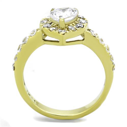 TK1900 - IP Gold(Ion Plating) Stainless Steel Ring with AAA Grade CZ  in Clear-2