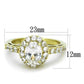 TK1901 - IP Gold(Ion Plating) Stainless Steel Ring with AAA Grade CZ  in Clear-1