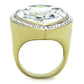 TK1905 - Two-Tone IP Gold (Ion Plating) Stainless Steel Ring with Top Grade Crystal  in Clear-2