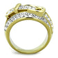 TK1906 - Two-Tone IP Gold (Ion Plating) Stainless Steel Ring with Top Grade Crystal  in Clear-2
