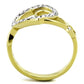 TK1908 - Two-Tone IP Gold (Ion Plating) Stainless Steel Ring with Top Grade Crystal  in Clear-2