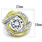 TK1910 - Two-Tone IP Gold (Ion Plating) Stainless Steel Ring with AAA Grade CZ  in Clear-1
