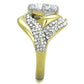 TK1910 - Two-Tone IP Gold (Ion Plating) Stainless Steel Ring with AAA Grade CZ  in Clear-3