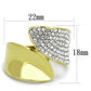 TK1912 - Two-Tone IP Gold (Ion Plating) Stainless Steel Ring with Top Grade Crystal  in Clear-1