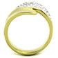 TK1912 - Two-Tone IP Gold (Ion Plating) Stainless Steel Ring with Top Grade Crystal  in Clear-2