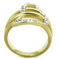 TK1913 - Two-Tone IP Gold (Ion Plating) Stainless Steel Ring with Top Grade Crystal  in Clear-2