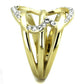 TK1913 - Two-Tone IP Gold (Ion Plating) Stainless Steel Ring with Top Grade Crystal  in Clear-3