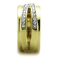 TK1914 - Two-Tone IP Gold (Ion Plating) Stainless Steel Ring with Top Grade Crystal  in Clear-3