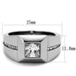 TK1916 - High polished (no plating) Stainless Steel Ring with AAA Grade CZ  in Clear-1