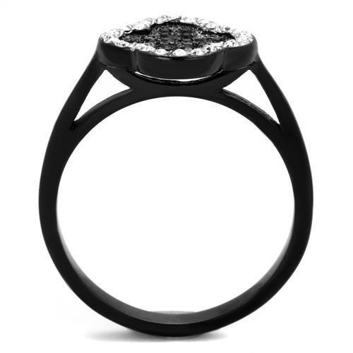 TK1917 - Two-Tone IP Black Stainless Steel Ring with Top Grade Crystal  in Jet-2