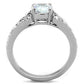 TK1918 - High polished (no plating) Stainless Steel Ring with AAA Grade CZ  in Clear-2