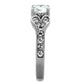 TK1918 - High polished (no plating) Stainless Steel Ring with AAA Grade CZ  in Clear-3