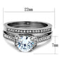 TK1919 - High polished (no plating) Stainless Steel Ring with AAA Grade CZ  in Clear-1