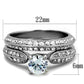 TK1920 - High polished (no plating) Stainless Steel Ring with AAA Grade CZ  in Clear-1