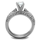 TK1920 - High polished (no plating) Stainless Steel Ring with AAA Grade CZ  in Clear-2