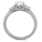 TK1921 - High polished (no plating) Stainless Steel Ring with AAA Grade CZ  in Clear-2