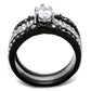 TK1922 - Two-Tone IP Black Stainless Steel Ring with AAA Grade CZ  in Clear-2