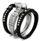 TK1922 - Two-Tone IP Black Stainless Steel Ring with AAA Grade CZ  in Clear-3