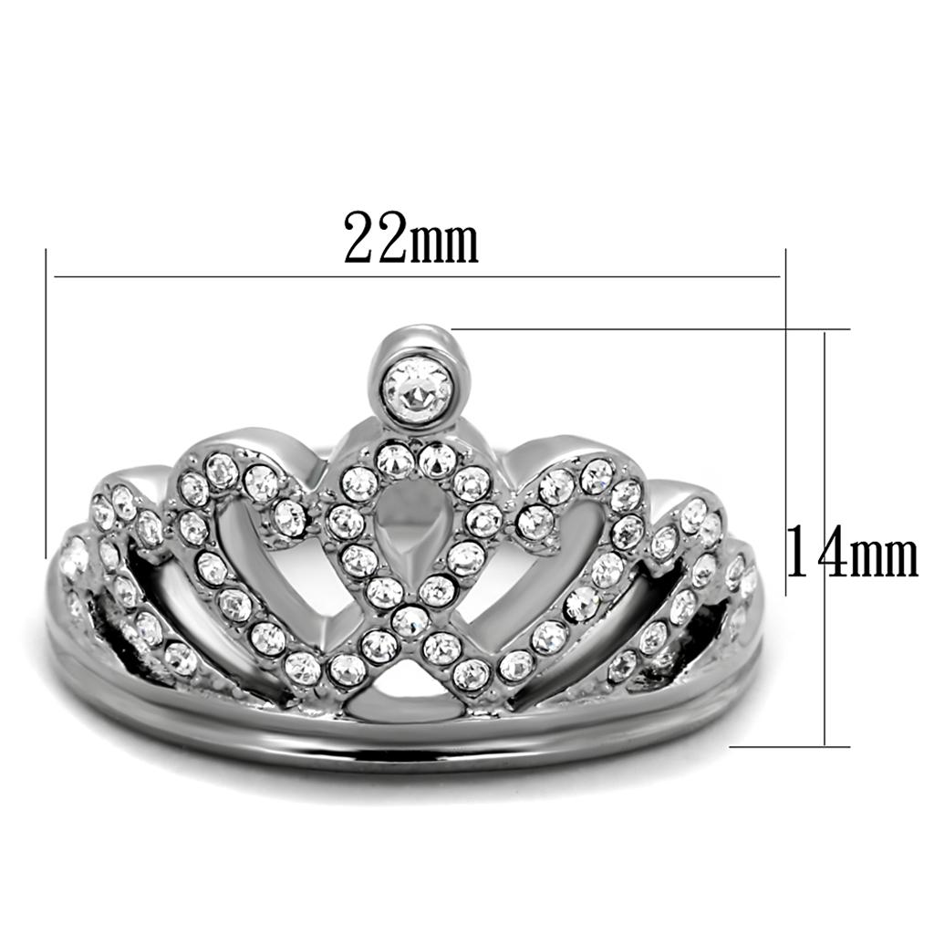 TK1923 - High polished (no plating) Stainless Steel Ring with Top Grade Crystal  in Clear-1