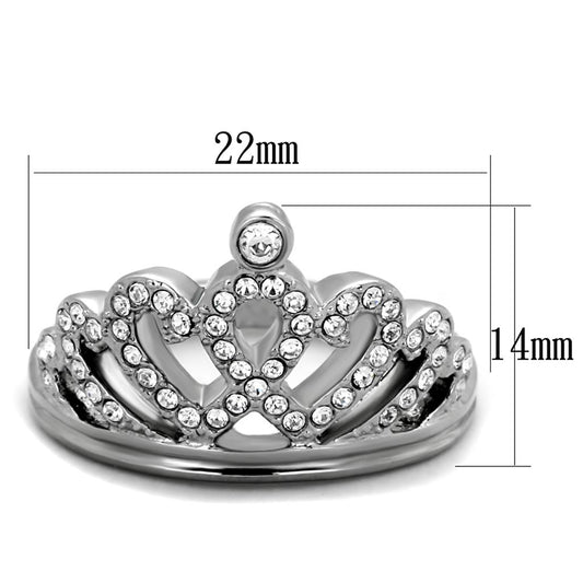 TK1923 - High polished (no plating) Stainless Steel Ring with Top Grade Crystal  in Clear-1