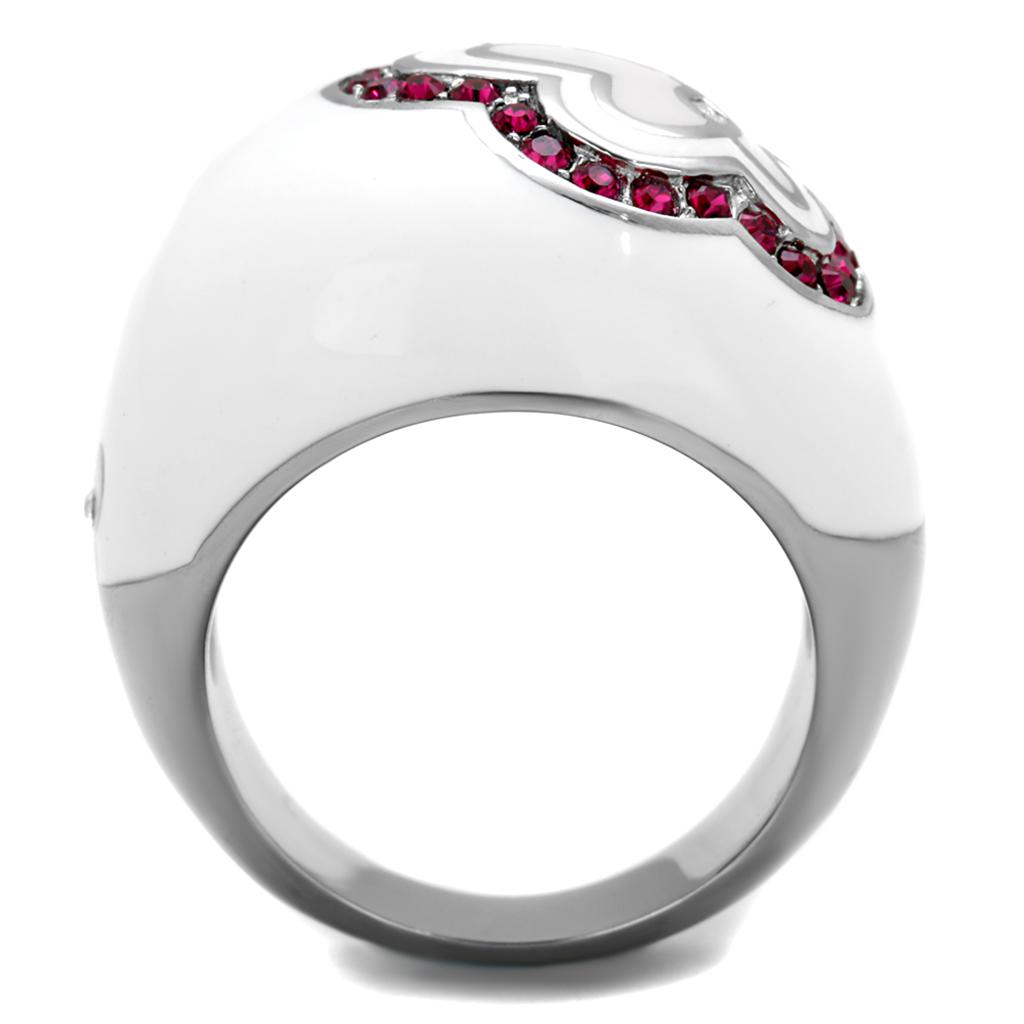 TK1927 - High polished (no plating) Stainless Steel Ring with Top Grade Crystal  in Ruby-2