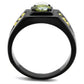 TK1928 - IP Black(Ion Plating) Stainless Steel Ring with AAA Grade CZ  in Olivine color-2