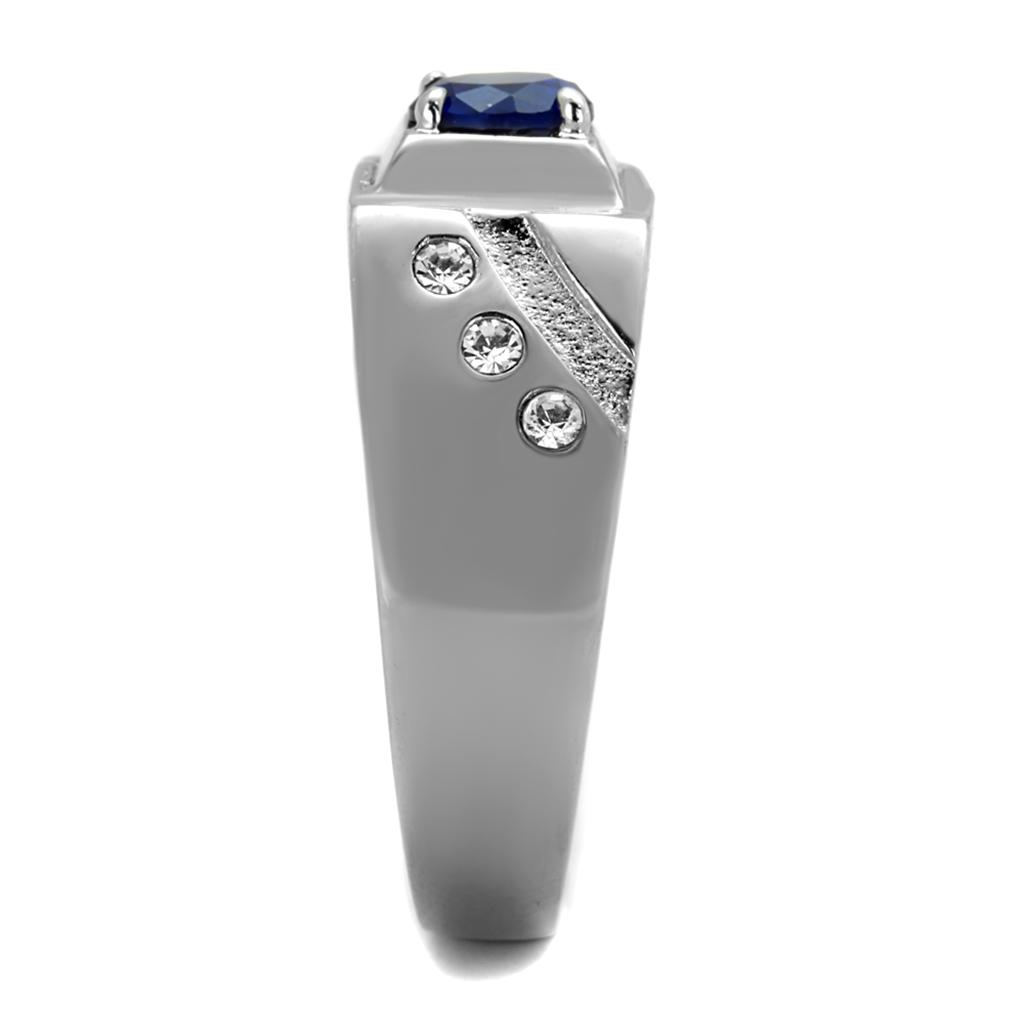 TK1929 - High polished (no plating) Stainless Steel Ring with Synthetic Synthetic Glass in Montana-3